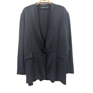 Misook Cardigan Womens 1X Black Heavy Knit Business Jacket Classic Preppy Career